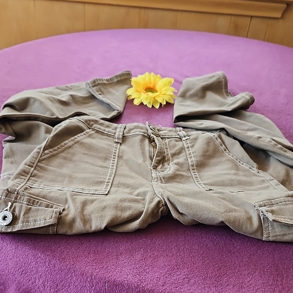 Lilac Sunset Womens Green Cargo Jeans Soze 0/00